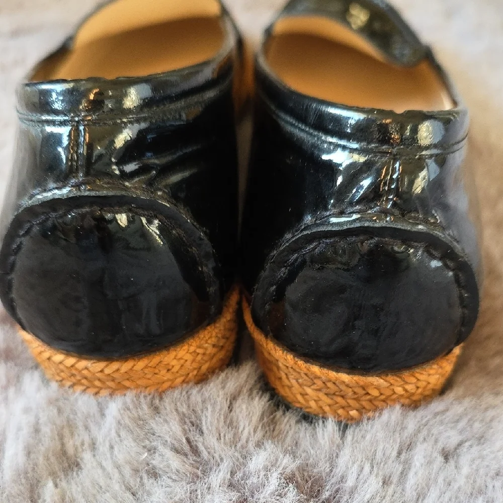 Stuart Weitzman Patent Leather Espadrilles Flats Vtg Classic Loafer Design 9.5 N